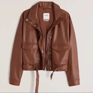 Abercrombie Vegan Leather Utility Bomber Jacket